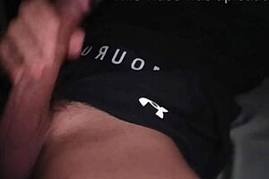 Hot Guy Jerking Off His Big Cock In Tight Workout Clothes With Loud Moaning And Intense Masturbation On The Bed