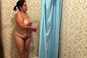 i find my best friend's mom in the shower and she licks my cock