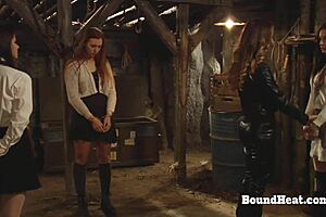 busty lesbian slave with big natural tits gets punished by mistress with licking and fingering