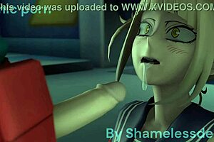 Toga and Deku share a kiss in the scene