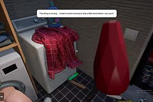 Stepmom got stuck in the washing machine game with sex machine milf mother in law