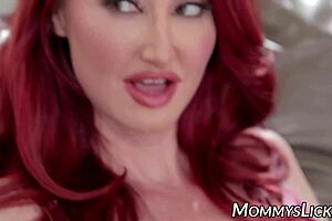 Redhead stepmom scissoring with teen daughter in taboo lesbian scene