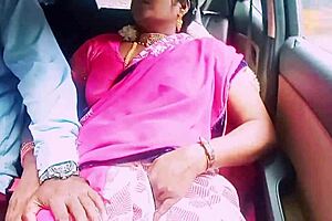 In the car, a cute Indian housewife cheats with her boyfriend through dirty talk and intense fucking