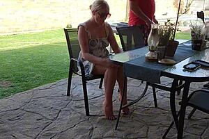 On their first date, the girl next door and her neighbor engage in mutual masturbation outdoors