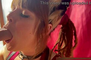 Does this cute cosplayer drool on a thick cock in her throat?