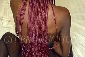 African couple enjoys foreplay