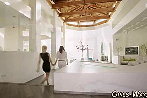 Latina Lesbian Kissing In Heels On Bed