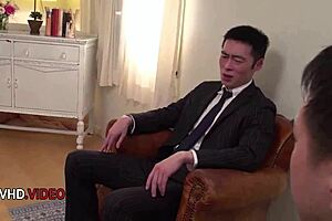 passionate japanese girl blows two dicks