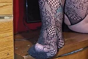 Sexy Milf Spreading Ass Cheeks in Fishnets