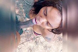 The queen of squirt gets fucked outdoors in the forest for the first time, so kinky