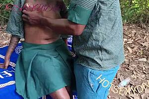 Nastybitch Fucks Schoolmate In Bush For Money