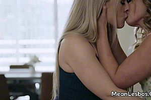 Sexy Busty Lesbian Blondes Finger and Lick Pussies