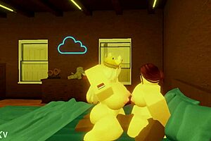 Wow, this Robloxian BBC guy takes on two snowbunnies in bed 😍