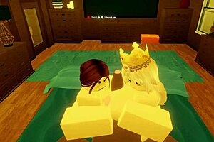 Wow, this Robloxian BBC guy takes on two snowbunnies in bed 😍