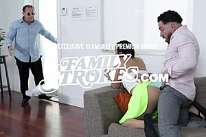 Gorgeous stepmom desperately wants to get pregnant. She seduces her stepson to fill her pussy with cum