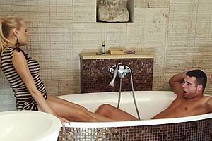 She Does A Striptease While Husband Bathes