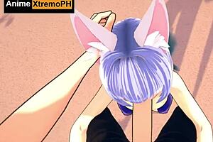 Cat girl fucked hard on the beach