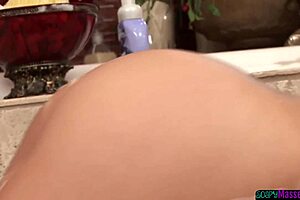 Erotic Tattooed Masseur Sucking Big Tits Babe's Cock In Shower After Handjob And Bathing Massage