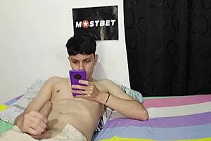 Young Colombian masturbates to porn, stepmother helps with blowjob?