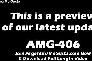 Busty skinny brunette has round ass in panties and thong