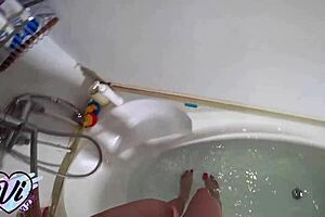 watch this babe finger her pussy to orgasm in the shower pov?