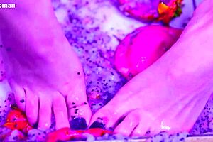 Bare Toes Crushing Juicy Fruit