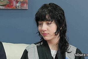 Hey, this naughty cutie gets painful anal therapy in the asylum