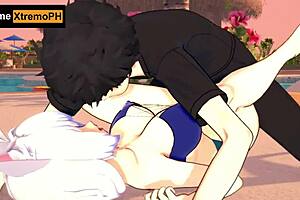 Cat girl fucked hard on the beach