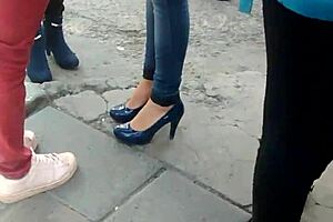 Beautiful princess in stylish heels and shoes