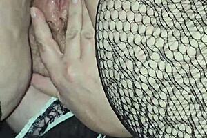 Sexy Milf Spreading Ass Cheeks in Fishnets