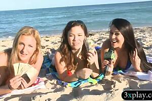 Girls Convinced to Wear Painted Body Bikini for Cash in Public Beach Flashing