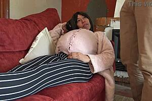 horny pregnant stepmother invites stepson to cum inside her