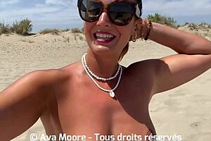 giant bukkake on public beach, i swallow 20 loads 😋