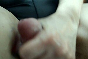 Hot Babe Gives Oiled Handjob With Pussy Rub On Monster Cock