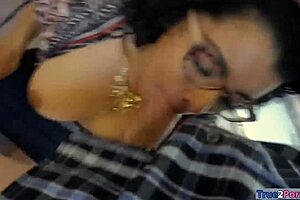 Real estate agent gets pounded in many poses, from deepthroat to rough fucking with monster cock