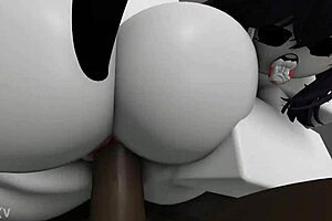 intense trio of two submissives with big black cock