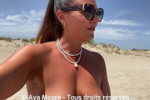 giant bukkake on public beach, i swallow 20 loads 😋