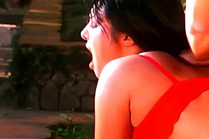 Sexy milf in heels gives handjob and licks.