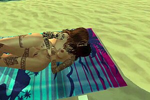 K and p have beach orgasm in lesbian reality