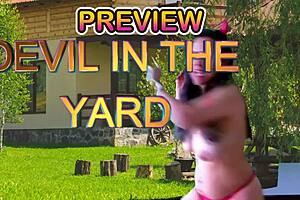 Public handjob in the garden leads to gaping pussy close-up