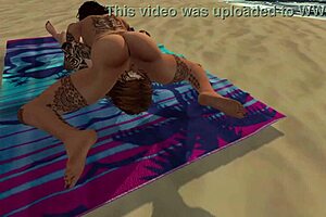 K and p have beach orgasm in lesbian reality