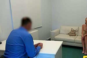 Fake agent sprays cum on sexy busty model kaisa nord during interview