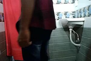 Secretary bent over by boss in office bathroom