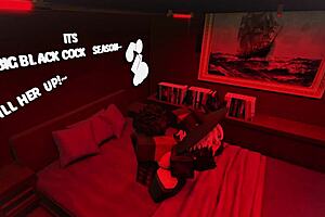 I passionately stretch this femboy's big ass with my huge black cock, making him moan in pleasure.