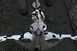 Elfs & Orcs Engage In Bound Riding With Monster Boobs