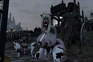 Elfs & Orcs Engage In Bound Riding With Monster Boobs