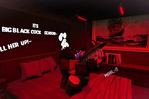 I passionately stretch this femboy's big ass with my huge black cock, making him moan in pleasure.