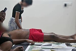 happy ending spa massage in front of customer lady