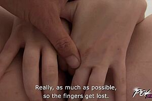 horny little blondie getting dick in pov, fingering and cumshot on belly 😏