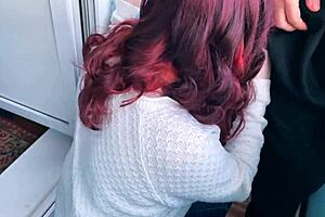 Teen Amateur Gives Sloppy Deepthroat Blowjob on Balcony, Cum in Mouth